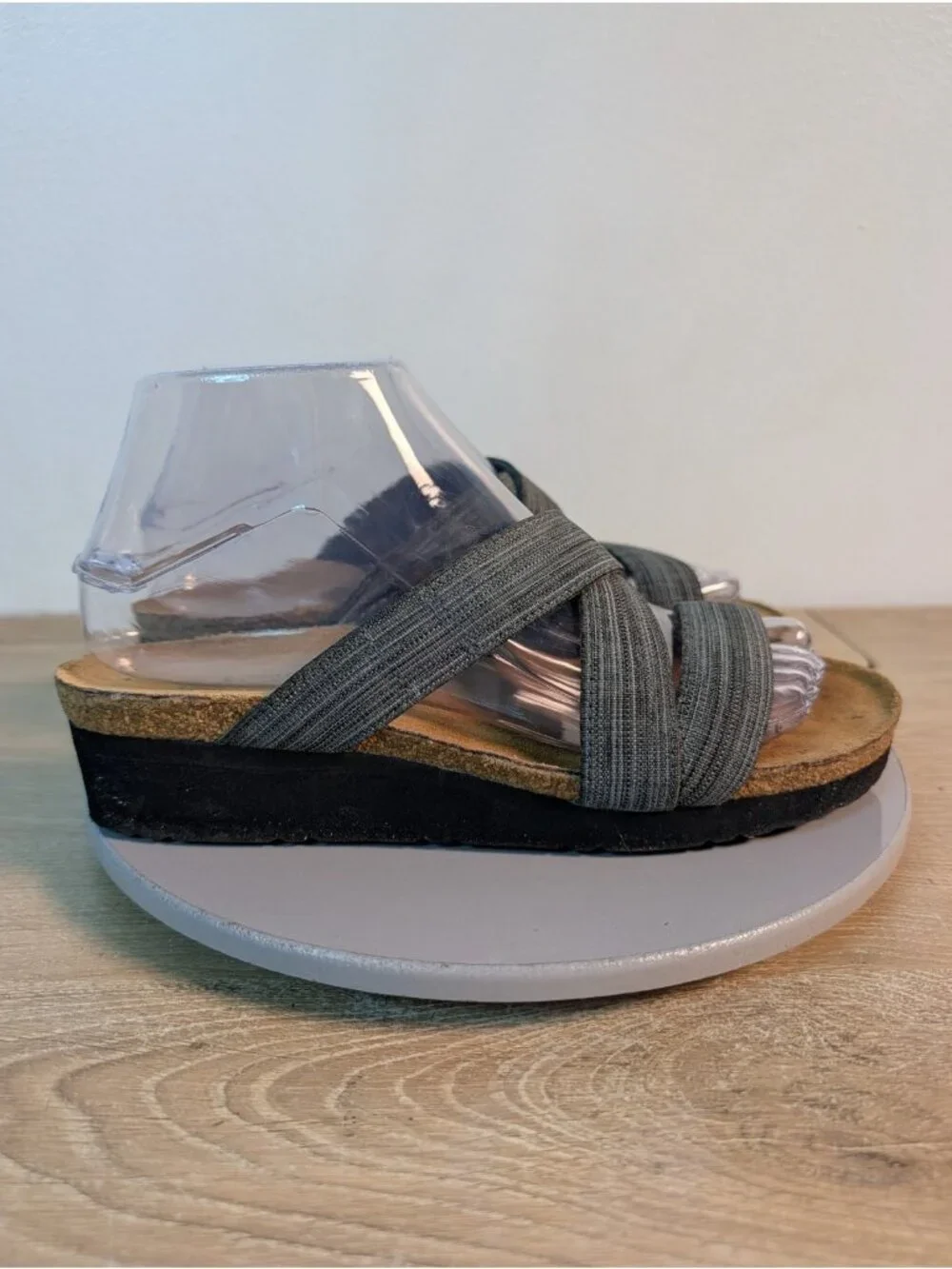 Naot Naomi Women Wedge Sandals Size 38 L7 Casual Comfort Blue Linen Fabric